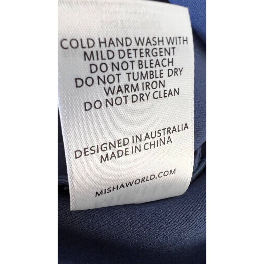 Misha Fernanda Two Tone Midi Dress Women's Medium Navy Blue Cutout Back Zipper D - Picture 10 of 10